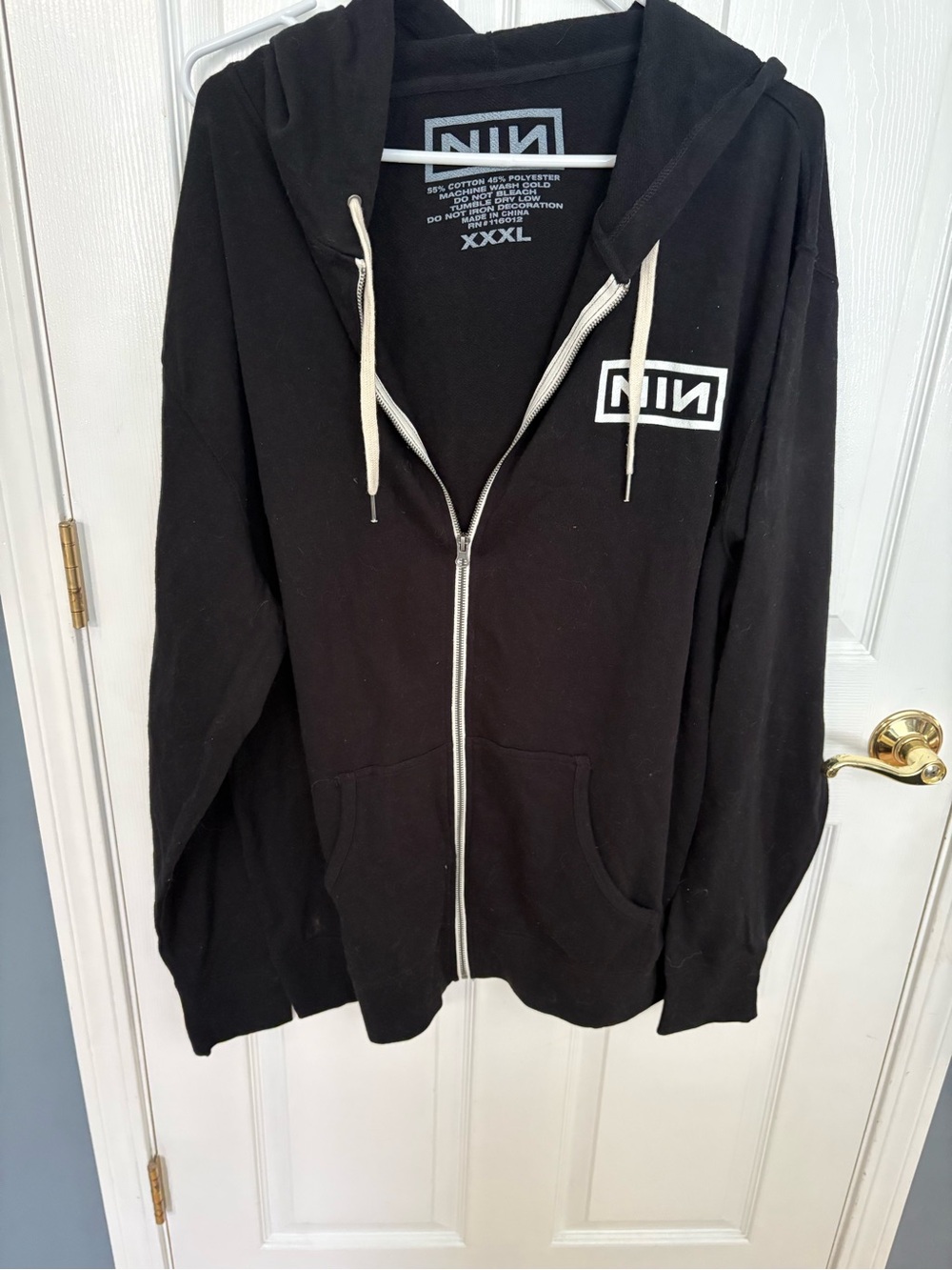 NEW NIN Nine Inch Nails Black Zip-Up Hoodie - Unisex Black Sweatshirt XXXL